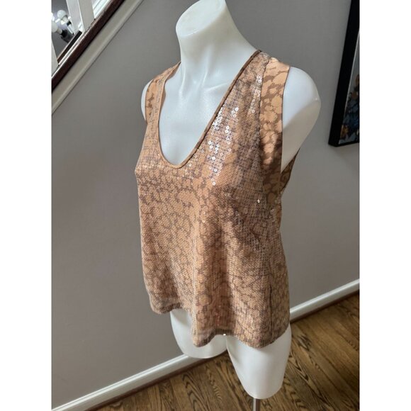 Rebecca Taylor Sequined Animal Leopard Cheetah Print Tank Top Blouse Size 0 - Picture 2 of 3